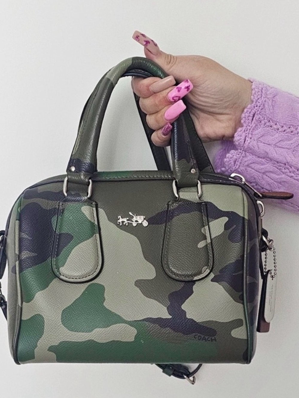 COACH Mini Surrey Satchel in Camo Print Crossgrain Leather - Picture 3 of 5